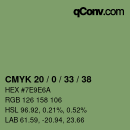 Farbcode: CMYK 20 / 0 / 33 / 38 | qconv.com