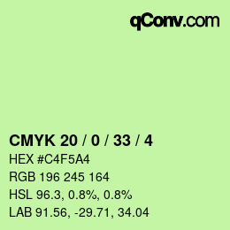 Farbcode: CMYK 20 / 0 / 33 / 4 | qconv.com