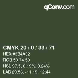 Color code: CMYK 20 / 0 / 33 / 71 | qconv.com