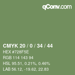 颜色代码: CMYK 20 / 0 / 34 / 44 | qconv.com