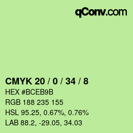 カラーコード: CMYK 20 / 0 / 34 / 8 | qconv.com