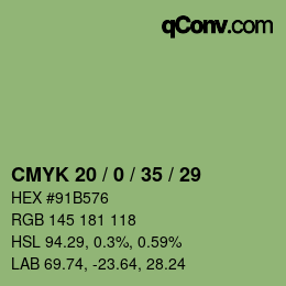 颜色代码: CMYK 20 / 0 / 35 / 29 | qconv.com