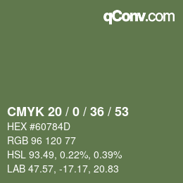 Código de color: CMYK 20 / 0 / 36 / 53 | qconv.com
