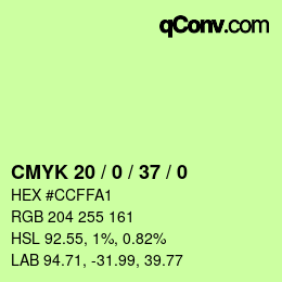 カラーコード: CMYK 20 / 0 / 37 / 0 | qconv.com
