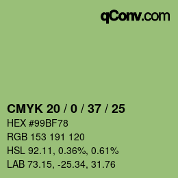Color code: CMYK 20 / 0 / 37 / 25 | qconv.com