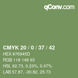 カラーコード: CMYK 20 / 0 / 37 / 42 | qconv.com