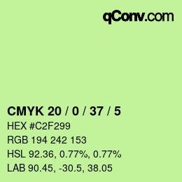 Color code: CMYK 20 / 0 / 37 / 5 | qconv.com