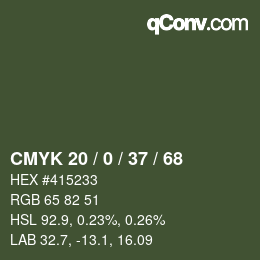 颜色代码: CMYK 20 / 0 / 37 / 68 | qconv.com
