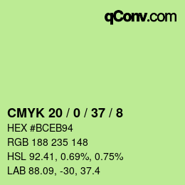 Farbcode: CMYK 20 / 0 / 37 / 8 | qconv.com