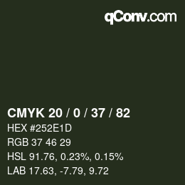 Color code: CMYK 20 / 0 / 37 / 82 | qconv.com