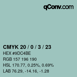 カラーコード: CMYK 20 / 0 / 3 / 23 | qconv.com
