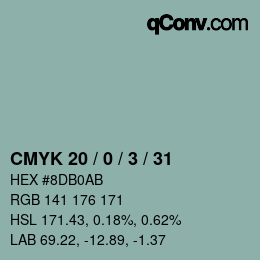 Color code: CMYK 20 / 0 / 3 / 31 | qconv.com