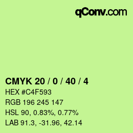 Color code: CMYK 20 / 0 / 40 / 4 | qconv.com