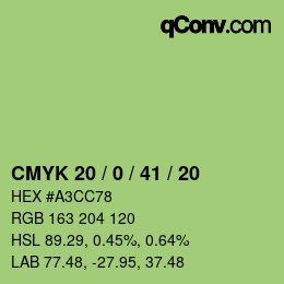 Color code: CMYK 20 / 0 / 41 / 20 | qconv.com