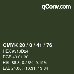 Código de color: CMYK 20 / 0 / 41 / 76 | qconv.com