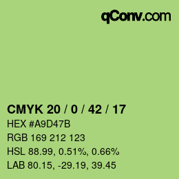 Código de color: CMYK 20 / 0 / 42 / 17 | qconv.com