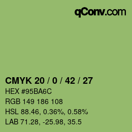 Farbcode: CMYK 20 / 0 / 42 / 27 | qconv.com