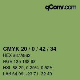 颜色代码: CMYK 20 / 0 / 42 / 34 | qconv.com
