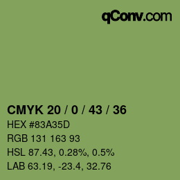 カラーコード: CMYK 20 / 0 / 43 / 36 | qconv.com