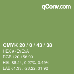 颜色代码: CMYK 20 / 0 / 43 / 38 | qconv.com