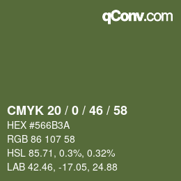カラーコード: CMYK 20 / 0 / 46 / 58 | qconv.com