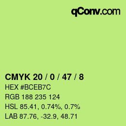 カラーコード: CMYK 20 / 0 / 47 / 8 | qconv.com