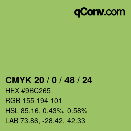 颜色代码: CMYK 20 / 0 / 48 / 24 | qconv.com