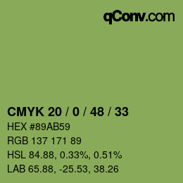 颜色代码: CMYK 20 / 0 / 48 / 33 | qconv.com