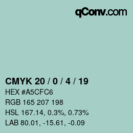 Color code: CMYK 20 / 0 / 4 / 19 | qconv.com