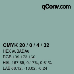 Color code: CMYK 20 / 0 / 4 / 32 | qconv.com