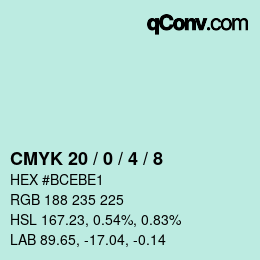 Color code: CMYK 20 / 0 / 4 / 8 | qconv.com