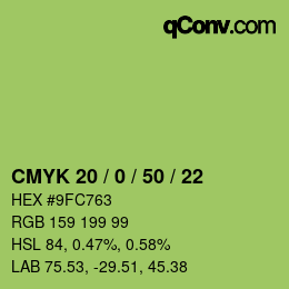 Farbcode: CMYK 20 / 0 / 50 / 22 | qconv.com