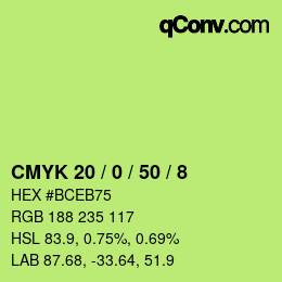 Color code: CMYK 20 / 0 / 50 / 8 | qconv.com
