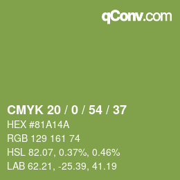 Código de color: CMYK 20 / 0 / 54 / 37 | qconv.com
