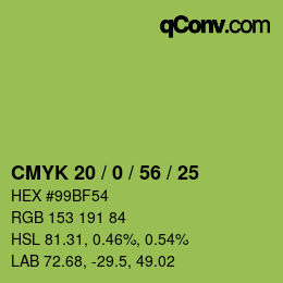 カラーコード: CMYK 20 / 0 / 56 / 25 | qconv.com