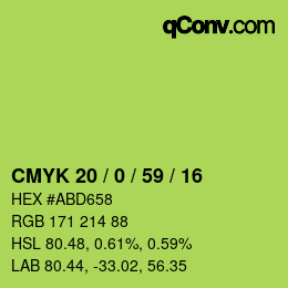 Código de color: CMYK 20 / 0 / 59 / 16 | qconv.com