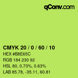 Farbcode: CMYK 20 / 0 / 60 / 10 | qconv.com