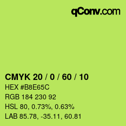 カラーコード: CMYK 20 / 0 / 60 / 10 | qconv.com