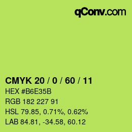 カラーコード: CMYK 20 / 0 / 60 / 11 | qconv.com