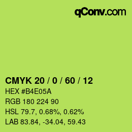 カラーコード: CMYK 20 / 0 / 60 / 12 | qconv.com