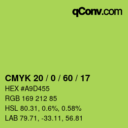 颜色代码: CMYK 20 / 0 / 60 / 17 | qconv.com