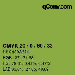 颜色代码: CMYK 20 / 0 / 60 / 33 | qconv.com