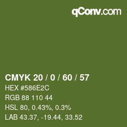 颜色代码: CMYK 20 / 0 / 60 / 57 | qconv.com