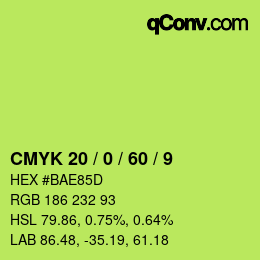 カラーコード: CMYK 20 / 0 / 60 / 9 | qconv.com
