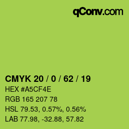 Farbcode: CMYK 20 / 0 / 62 / 19 | qconv.com
