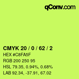 カラーコード: CMYK 20 / 0 / 62 / 2 | qconv.com