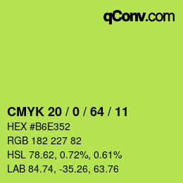 Código de color: CMYK 20 / 0 / 64 / 11 | qconv.com