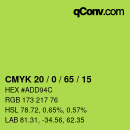 カラーコード: CMYK 20 / 0 / 65 / 15 | qconv.com