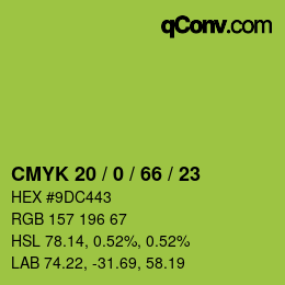 Color code: CMYK 20 / 0 / 66 / 23 | qconv.com