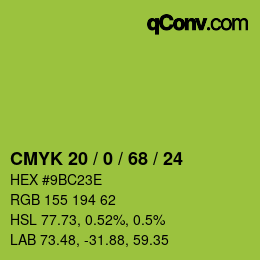 颜色代码: CMYK 20 / 0 / 68 / 24 | qconv.com